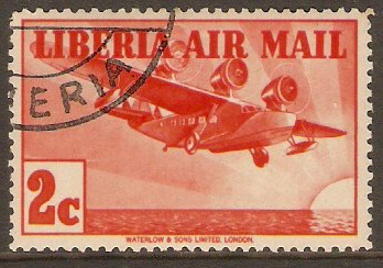 Liberia 1936 2c Red - Air Mail stamp. SG566.